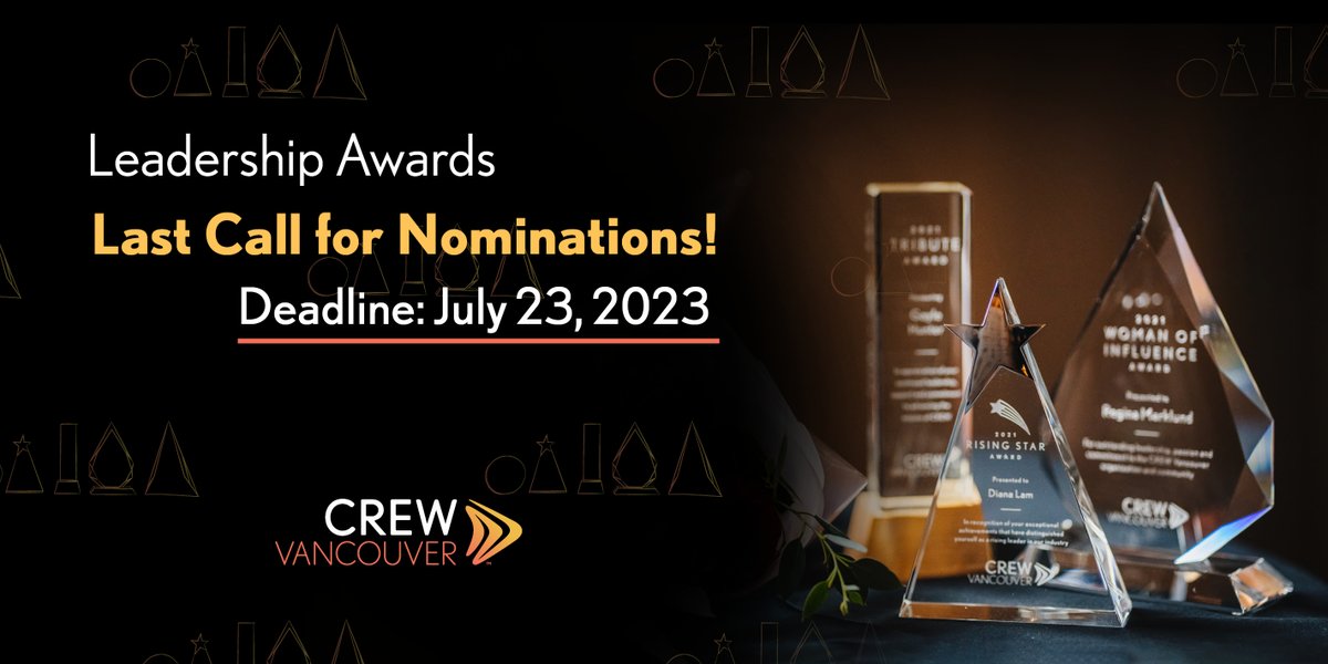 Time is running out to nominate outstanding individuals for the prestigious 2023 Leadership Awards! This is your last chance to recognize the Rising Stars, Women of Influence, and Catalysts who are making a difference in our industry. Visit bit.ly/3Od2BCG to nominate.
