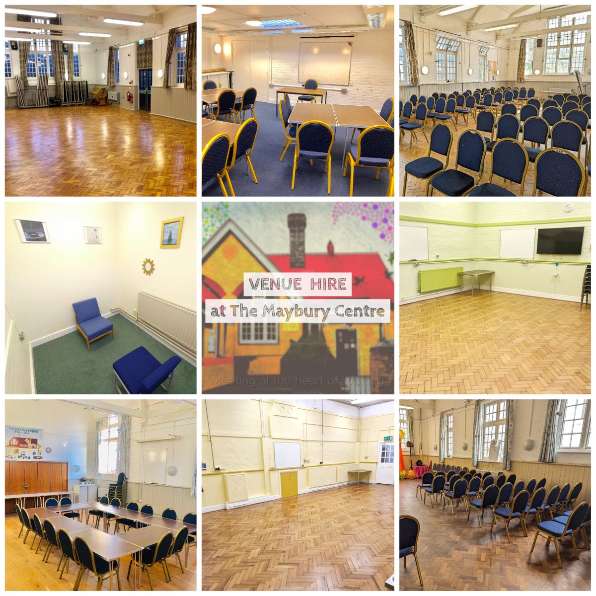 The Maybury Centre provides facilities for education, health, welfare, advice, social, business and recreation at the heart of #Woking in #Surrey! 😃

Ideal for meetings, training sessions, parties, wedding functions, yoga, dance, and much more...

Book at mayburycentre.co.uk