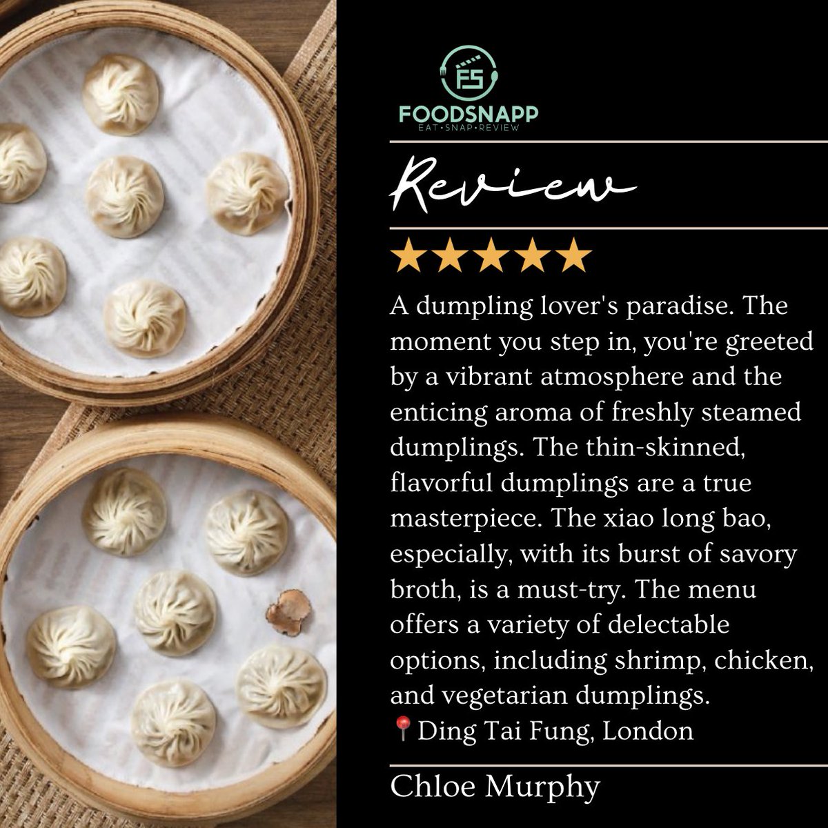foodsnapp's tweet photo. Monday motivation: Dumplings for days! 🥟 Ding Tai Fung London knows how to start the week off right. Check out Chloe's full review on the app now!

#FoodSnapp #EatSnapReview #App #Restaurants #Foodie #FoodBlogger #London https://t.co/YbFtgZOODP