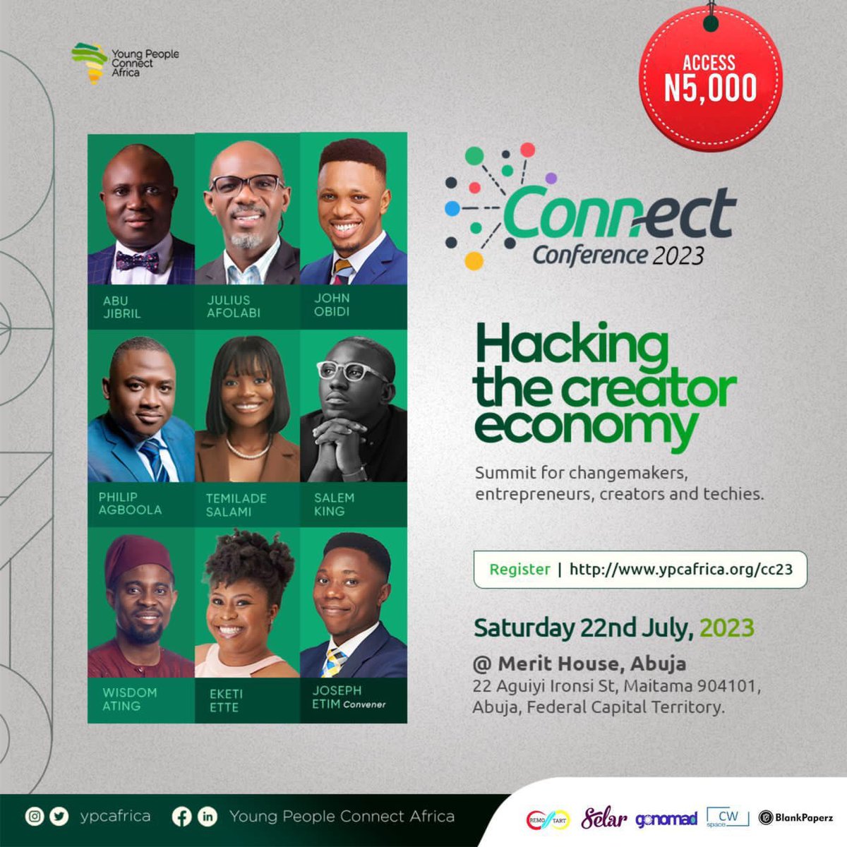 GilgalUmia's tweet image. Hurray! Connect Conference is upon us.

You can still secure your slot.

Register here👇
ypcafrica.org/cc23/

#ypcafrica
#ConnectConference
#HackingTheCreatorEconomy