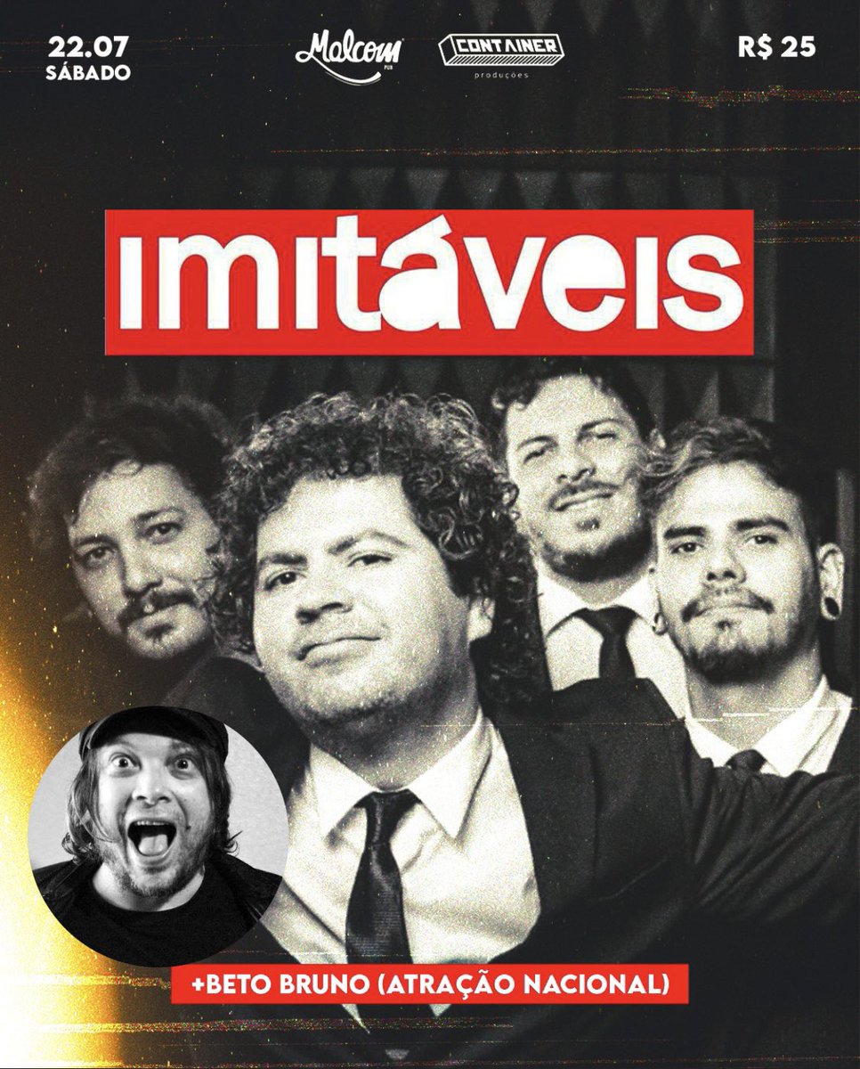 imitaveis's tweet photo. Neste sábado tem #imitáveis + #BetoBruno da @cachorrogrande_ no palco do @MalcomPub 🤘🏻🤘🏻🤘🏻 https://t.co/bC3tXMfv4r