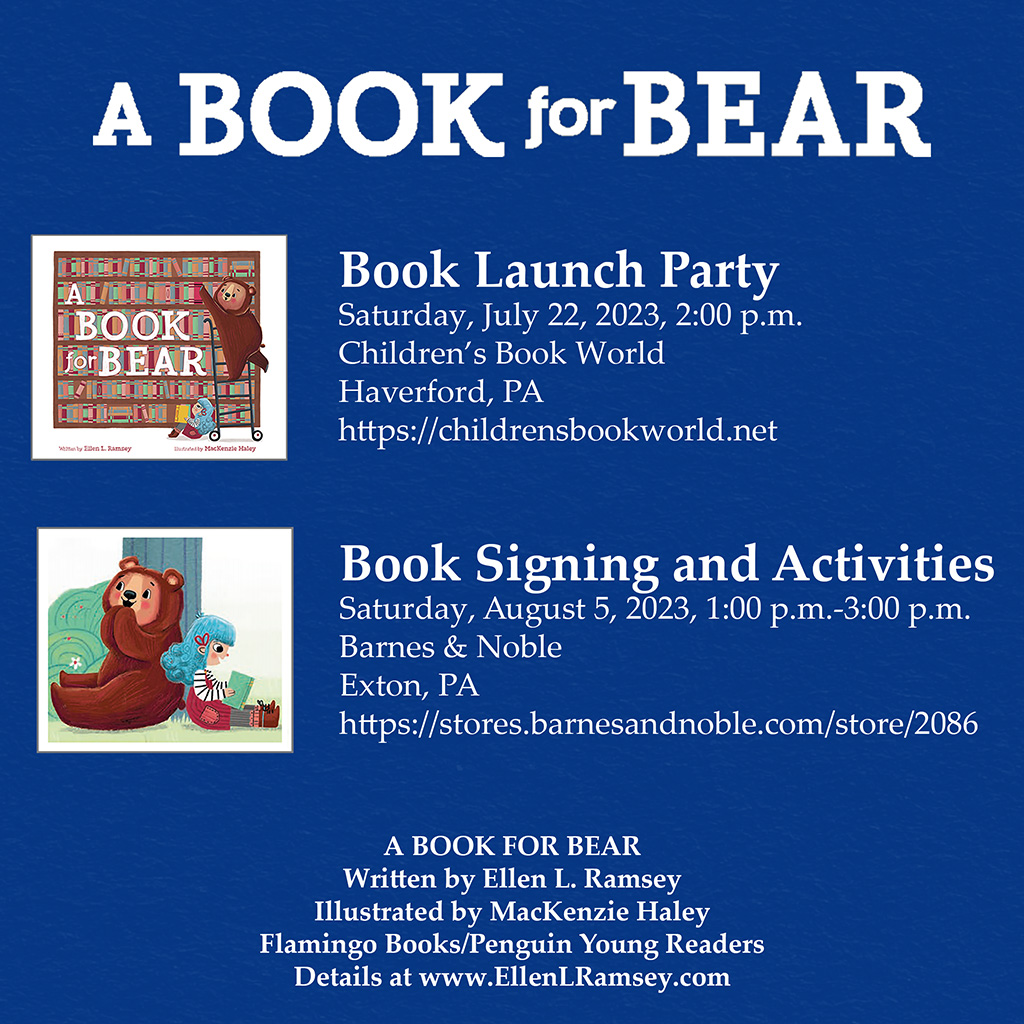 EllenLRamsey1's tweet photo. If you live in the eastern PA area, would love to see you at one of these events for A BOOK FOR BEAR. #picturebook #kidlit #debut   #bookrelease @penguinkids @cheryl_eissing @lizaroyceagency @MacKenzieLea https://t.co/93dzNV50bD