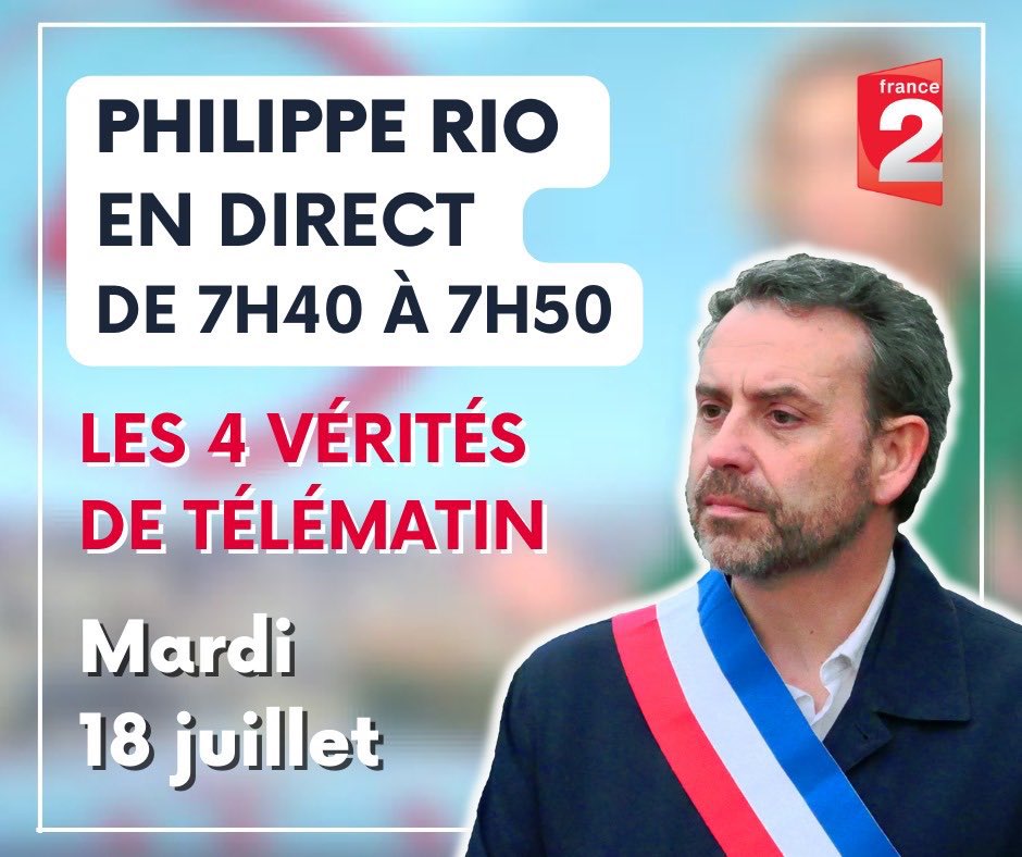 ⚡️Demain matin, @prio91350 sera l'invité de @France2 dans @Les4verites de #Télématin à 7h40.
#PCF #PhilippeRio #France2 #4V