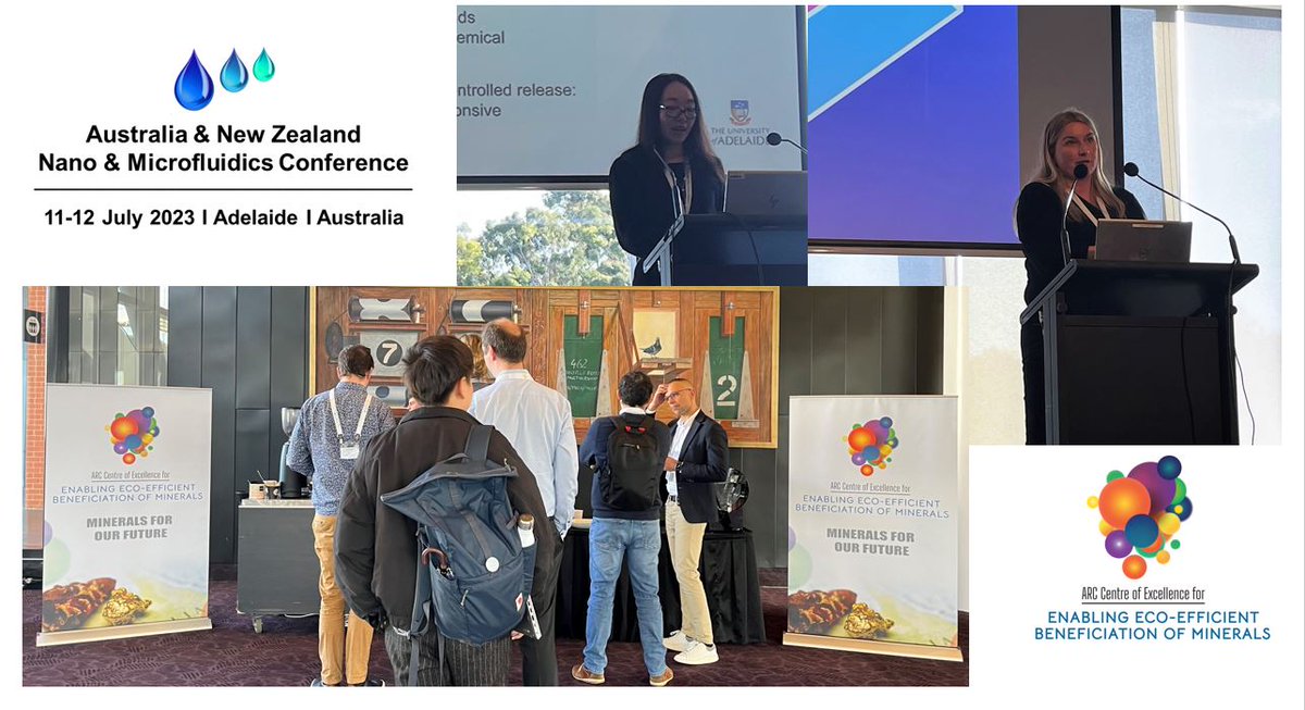 CoeMinerals's tweet image. Congratulations &amp;amp; thanks @CoeMinerals keynote speakers @marta_krasowska &amp;amp; @ChunxiaZhao at the Australia New Zealand (ANZ) Nano Microfluidics Conference, held in Adelaide, South Australia 11-12 July 2023.
#ANZNMF23
@UniofAdelaide @UniversitySA @coeminerals #mineralsprocessing