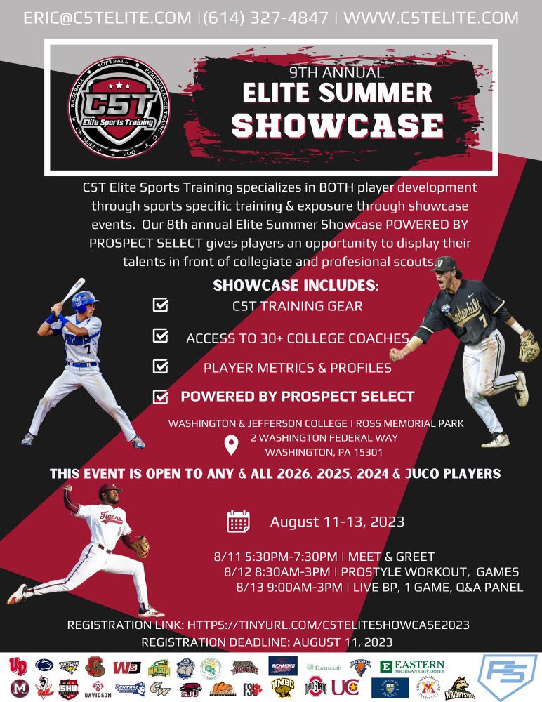 C5T ELITE SUMMER SHOWCASE 
Registration Link:
tms.ezfacility.com/OnlineRegistra… (tms.ezfacility.com/OnlineRegistra…)

Great event for uncommitted players in the 2024, 2025, and 2026 classes.  You will be seen