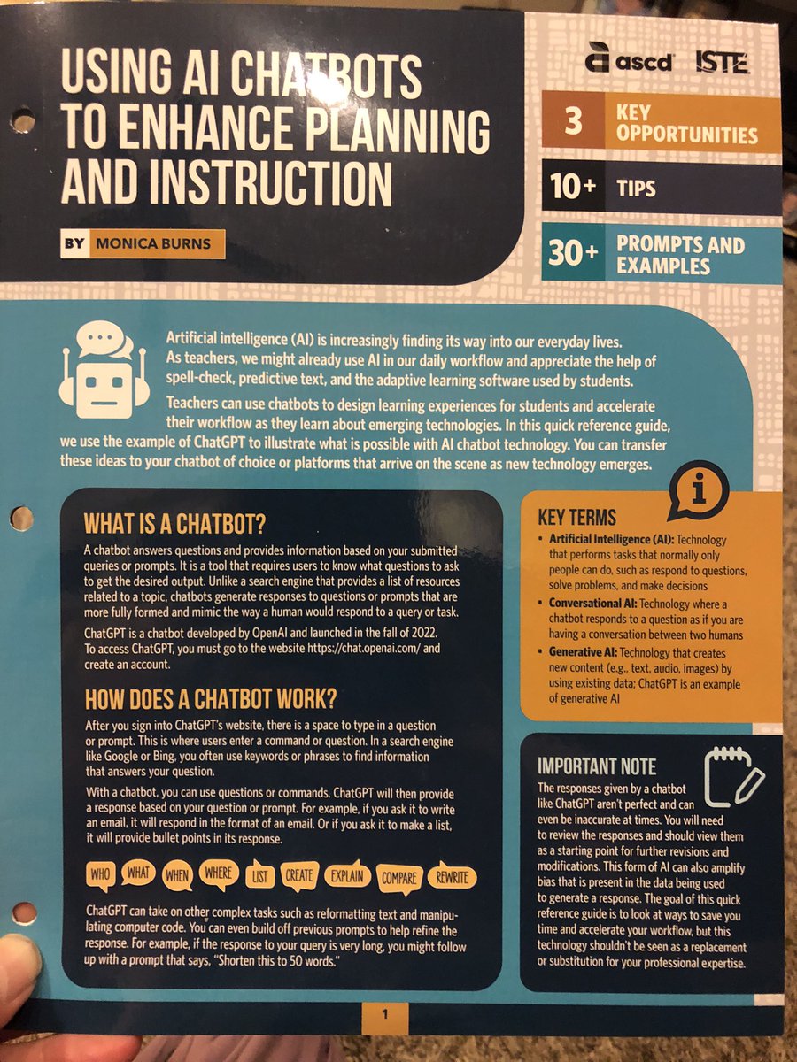 If you are looking for information on learning and using AI, get your hands on this guide from <a href="/ASCD/">ASCD</a> and <a href="/ClassTechTips/">Monica Burns, Ed.D #EdTech #ISTELive #ASCDAnnual</a> <a href="/ISTEofficial/">ISTE</a> GREAT RESOURCE