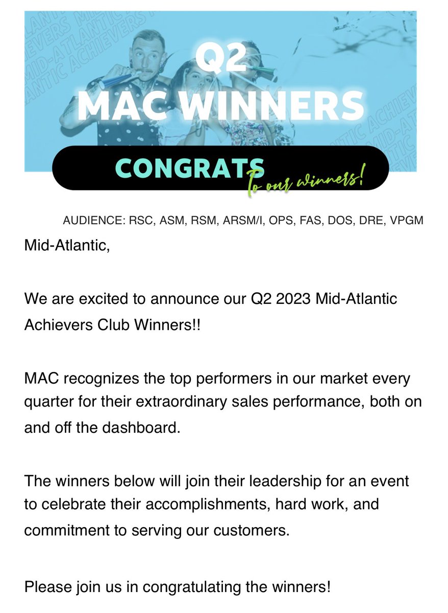 natashamichael_'s tweet photo. 🏆5 WINNERS🏆OUT OF CHRISTIANA FOR Q2 MID-ATLANTIC ACHIEVERS CLUB! So happy for this squad - we worked hard these last few months to accomplish this goal & we did it!! ✨✨@CamDunn18 @att_herb @MeraCMall @Mr_Feliciano20 @MASMakeItMatter @404girl #MACSummit #ATT #WinnersCircle https://t.co/hjVHjaa6SQ