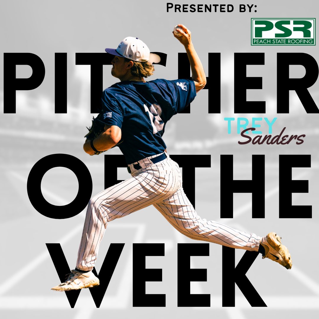 SunbeltBaseball's tweet image. This weeks Pitcher of the week is Trey Sanders from the Columbus Chatt-A-Hoots. Sanders had a huge week because he picked up 12 strikeouts in his 6 innings pitched. He only gave up 2 hits this week and picked up 2 wins. Trey is a righty from Samford University. Congratulations!