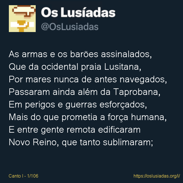 OsLusiadas's tweet photo. #camoes #portugal #lusiadas #brasil https://t.co/PaNMVc3uig https://t.co/hI4A4HhEnM
