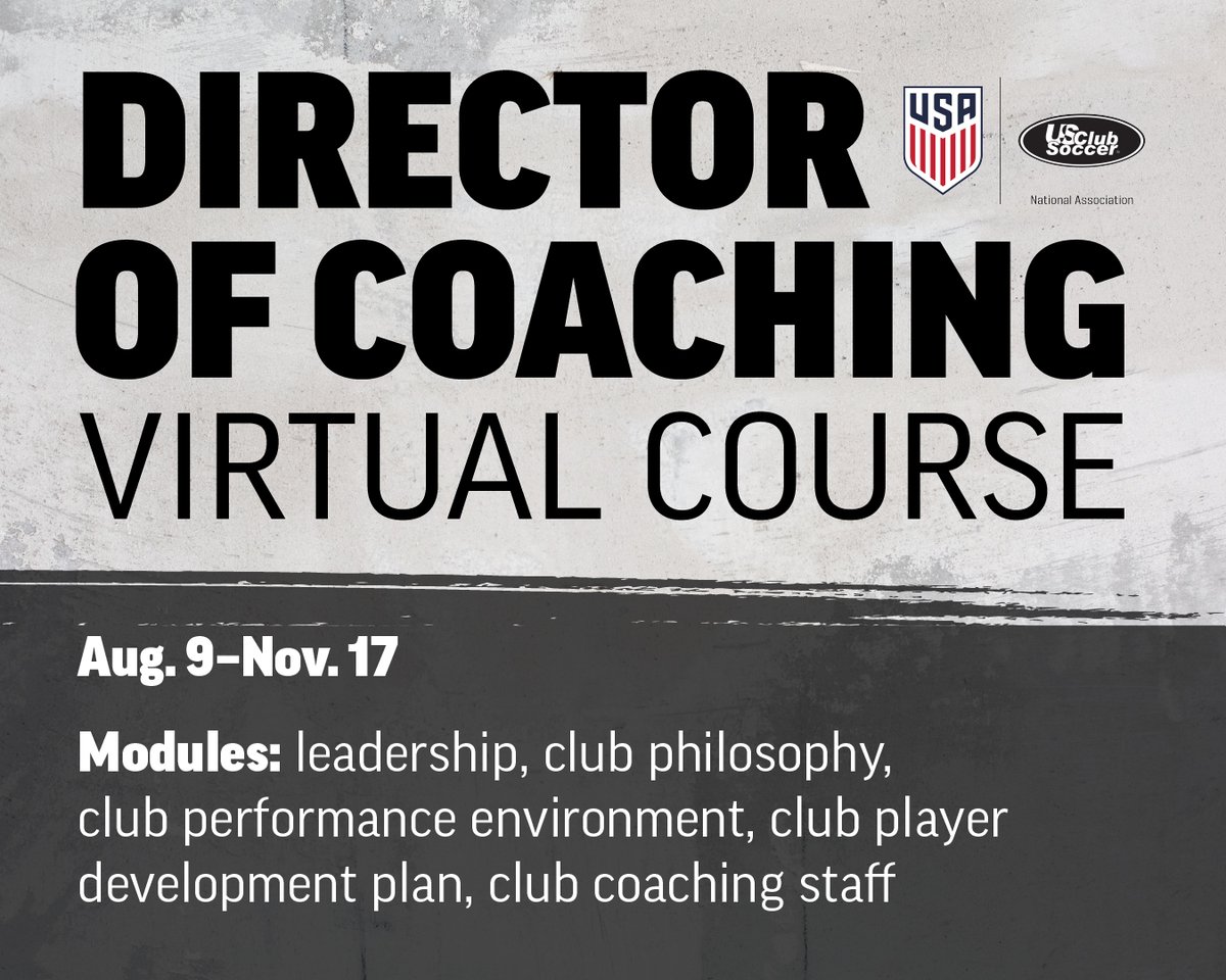 Coaches: time is running out ⏳ to register for this virtual DOC course: learning.ussoccer.com/coach/courses/…

The course focuses on developing club leaders – such as DOC, age group DOC, girls DOC, boys DOC, etc. – working in youth clubs with players ages U6-U19. #CoachingJourney