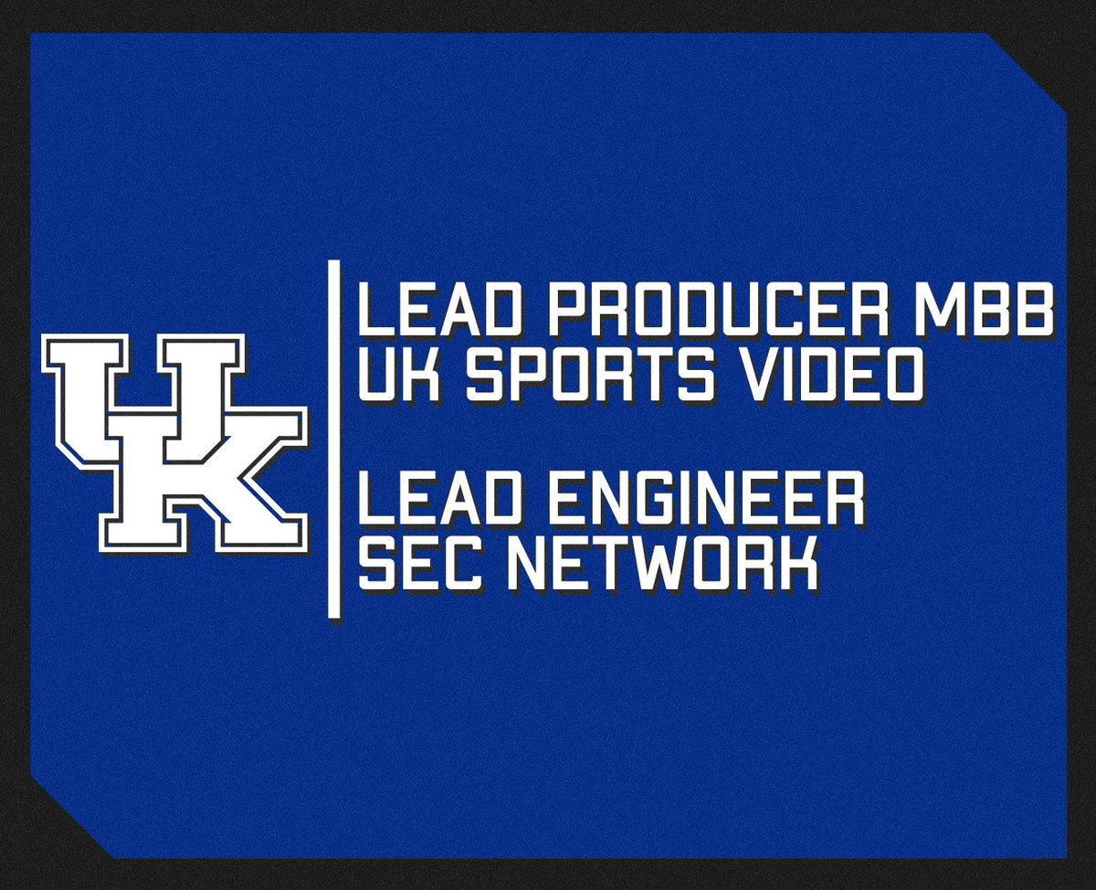UKSportsVideo's tweet photo. 🚨Job Alert 🚨
Join our award-winning team. We have an opening for Lead Producer for @KentuckyMBB producing videos with our Creative Content team and Lead Engineer for our @SECNetwork and Live Production team. 
https://t.co/ePw9FxY1Je https://t.co/rYC5bQKYkU