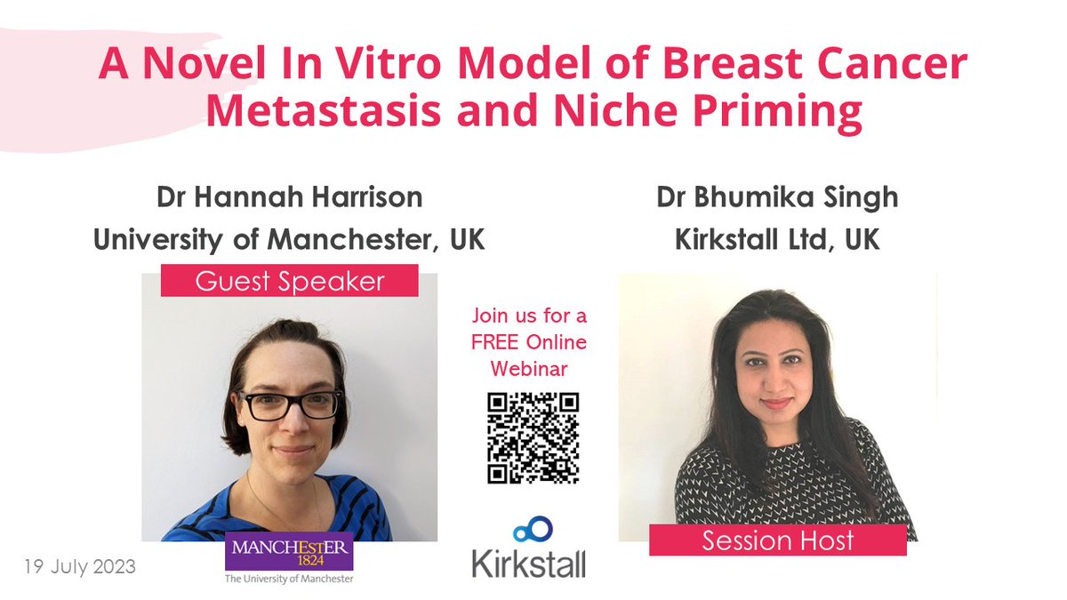 Kirkstall_Ltd's tweet photo. Don't forget to register for this webinar that is happening tomorrow. #guestspeaker @DrHHarrison
talking about first of its kind fluidic #invitro model of #metastasis, with our #sessionhost @DrBhumikaSingh
https://t.co/87dliFL9Yr
#breastcancer #innovation
@NC3Rs #QuasiVivo https://t.co/rcEeqauXUM