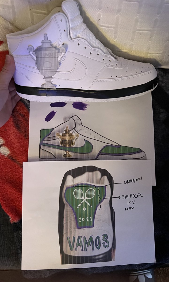 CustomKicksTO's tweet photo. early stages of @carlosalcaraz custom wimbledon 🏆 shoes concept 👀🎾 https://t.co/Vryp36ob2U