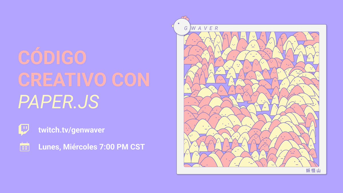 Hay un montón de contenido en inglés sobre arte generativo, así que pensé en mejor hacer estos streamings en español ✨ 

Si te gusta la programación, el diseño y el arte, date una vuelta por acá 🎨

Nos vemos en un ratito 📹

twitch.tv/genwaver