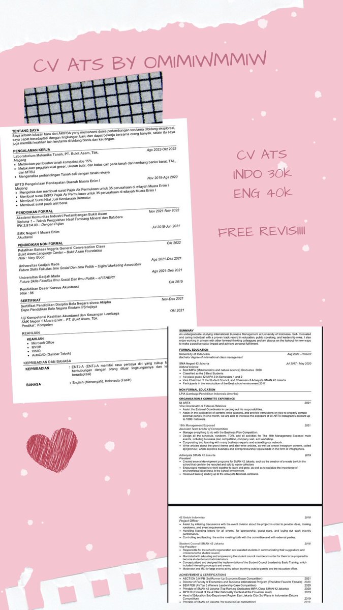 Thisisomiww's tweet photo. Lagi butuh Jasa CV?
yuk bisa banget sama omiw loh, kualitas bintang 5, terbukti tembus sampe luar negeri

kenapa sih harus sama omiw
📌CV dikerjakan langsung oleh HRD✨
📌Harga Murah Kualitas bintang 5
💸 15k - 60k

Yuk hubungi kita https://t.co/ugToHdTxCa

Testi lolos👇🏻👇🏻👇🏻 https://t.co/OjYJ65lJ9A