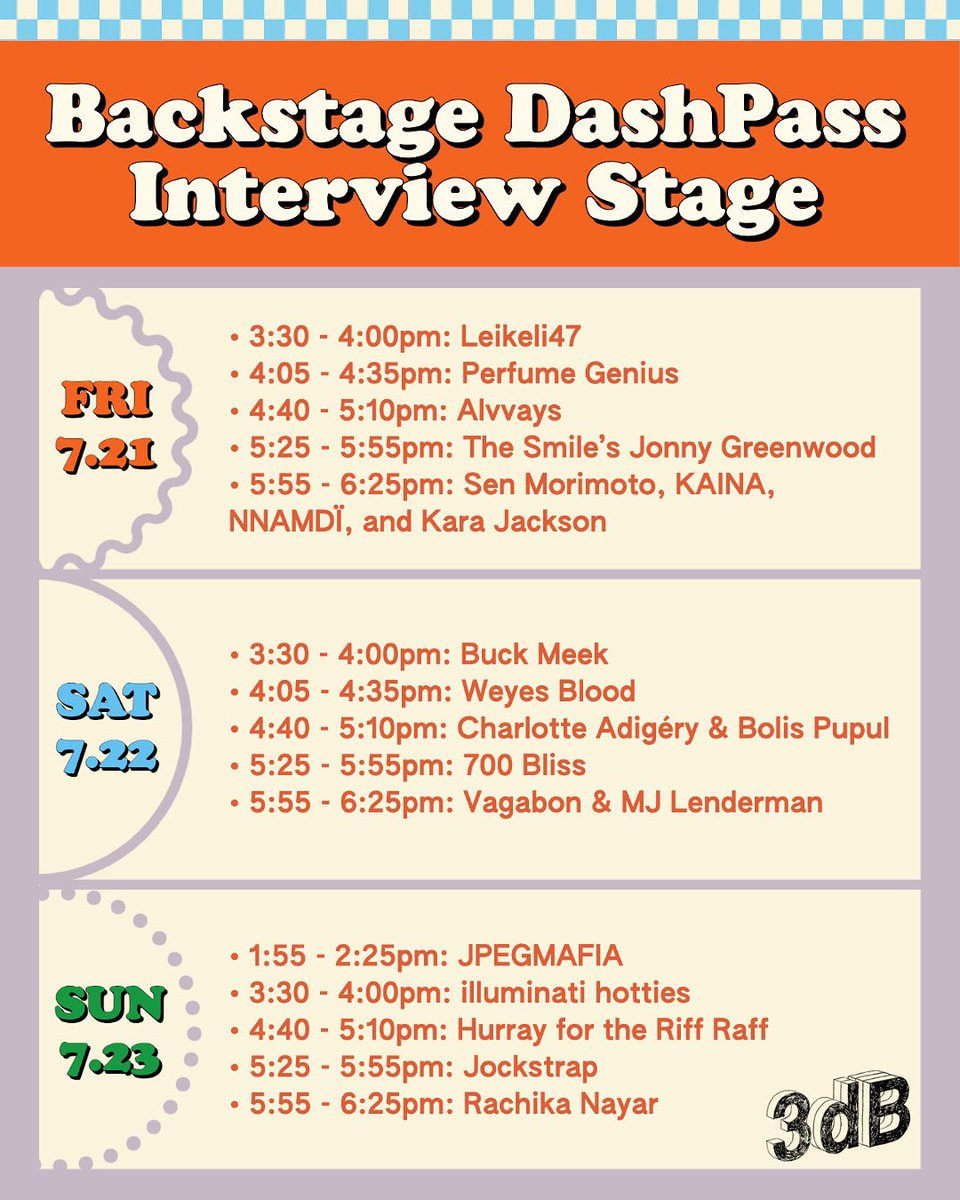 THRILLED to be hosting <a href="/pitchforkfest/">Pitchfork Music Festival Chicago</a>’s interview stage again!! join me &amp; jonny greenwood  <a href="/jpegmafia/">JPEGMAFIA</a> <a href="/perfumegenius/">Perfume Genius</a> <a href="/alvvaysband/">Alvvays</a> <a href="/charlottebolis/">Charlotte Adigéry & Bolis Pupul</a> <a href="/bigthiefmusic/">Big Thief</a>’s <a href="/buckmeek/">Buck Meek</a> <a href="/leikeIi47/">Leikeli47</a> <a href="/HFTRR/">hurray for the riff raff</a> <a href="/vagabonvagabon/">Vagabon</a> <a href="/jockstrapmusic1/">jockstrap</a> <a href="/WeyesBlood/">Weyes Blood</a> <a href="/illuminatihotts/">illuminati hotties</a> &amp; loads more greats!🤘🎙️🌳