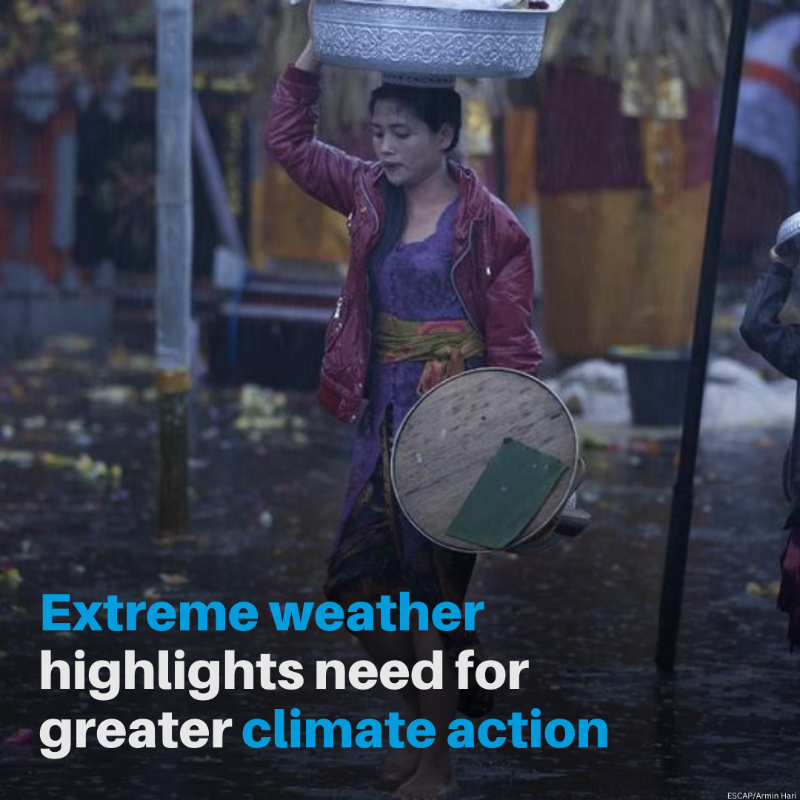 UNEP's tweet photo. As scorching temperatures engulf large parts of the Northern hemisphere and devastating floods disrupt lives and livelihoods in several parts of the world, @WMO now calls for urgent #ClimateAction.