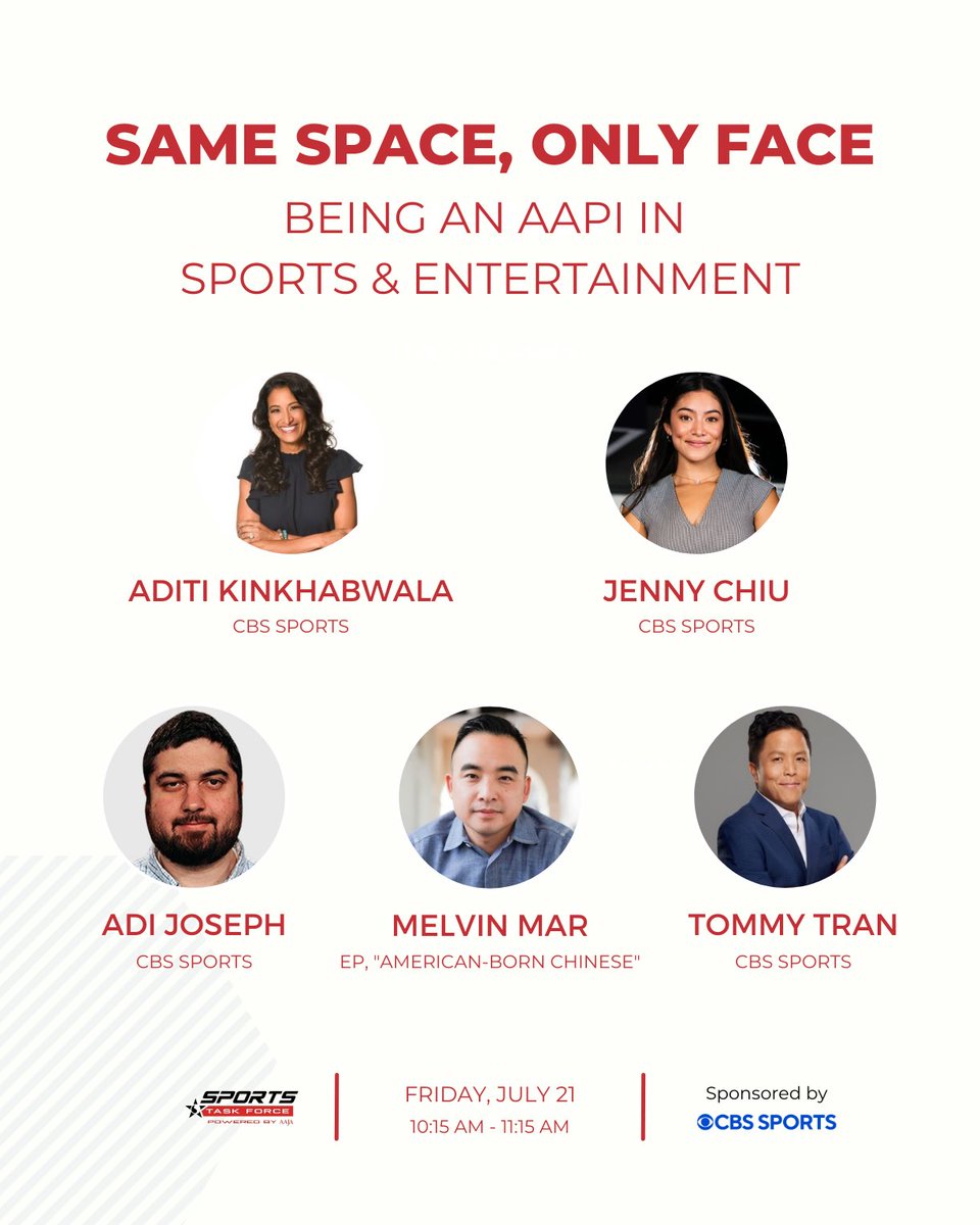 It’s not easy being the only #AAPI face in a room or at an event. Our panelists know this firsthand! Join us on Friday morning in this stacked @CBSSports panel as we dive into the evolving landscape of diversity & inclusion w/ people who have overcome these challenges themselves