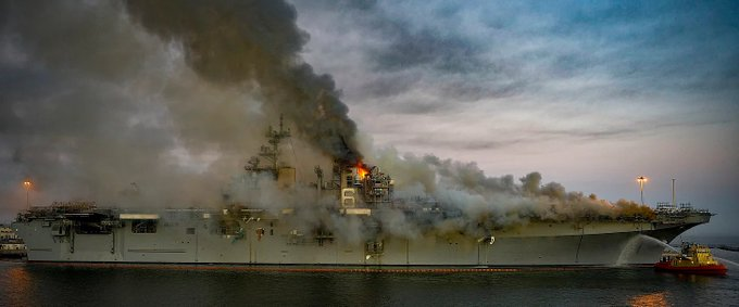 On July 12, 2020, the USS Bonhomme Richard was burnt and lost in US port.

This was one of the great naval embarrassments of the modern age, perhaps worse than the Moskva.

Yet none were punished, was it simply an accident?

No,

NEVER Excuse as Stupidity

https://t.co/zW6HA9LQEg https://t.co/e72oUATdsc