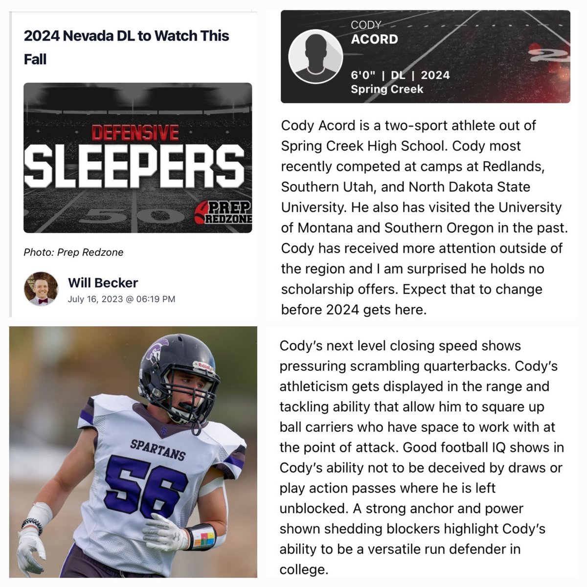 CodyAcord94's tweet photo. I appreciate the recognition. Thank you @WillBecker_ and @PrepRedzoneNV @PrepRedzone

@Coach_Kyto @CoachMcCormick9 @MTour63 @SCHS_TD_Club https://t.co/hHGrkHQQX0