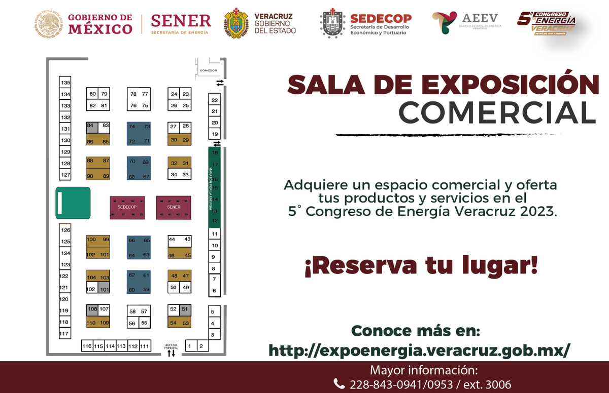 No pierdas la oportunidad de exponer tus bienes y servicios en la sala de Exposición Comercial del 5to #CongresodeEnergíaVeracruz.

Llámanos, será un gusto atenderte.
+52 228 843 0941 Ext. 3004

#Petroleo #oilandgas #Energia #renovables #solar #Noticias