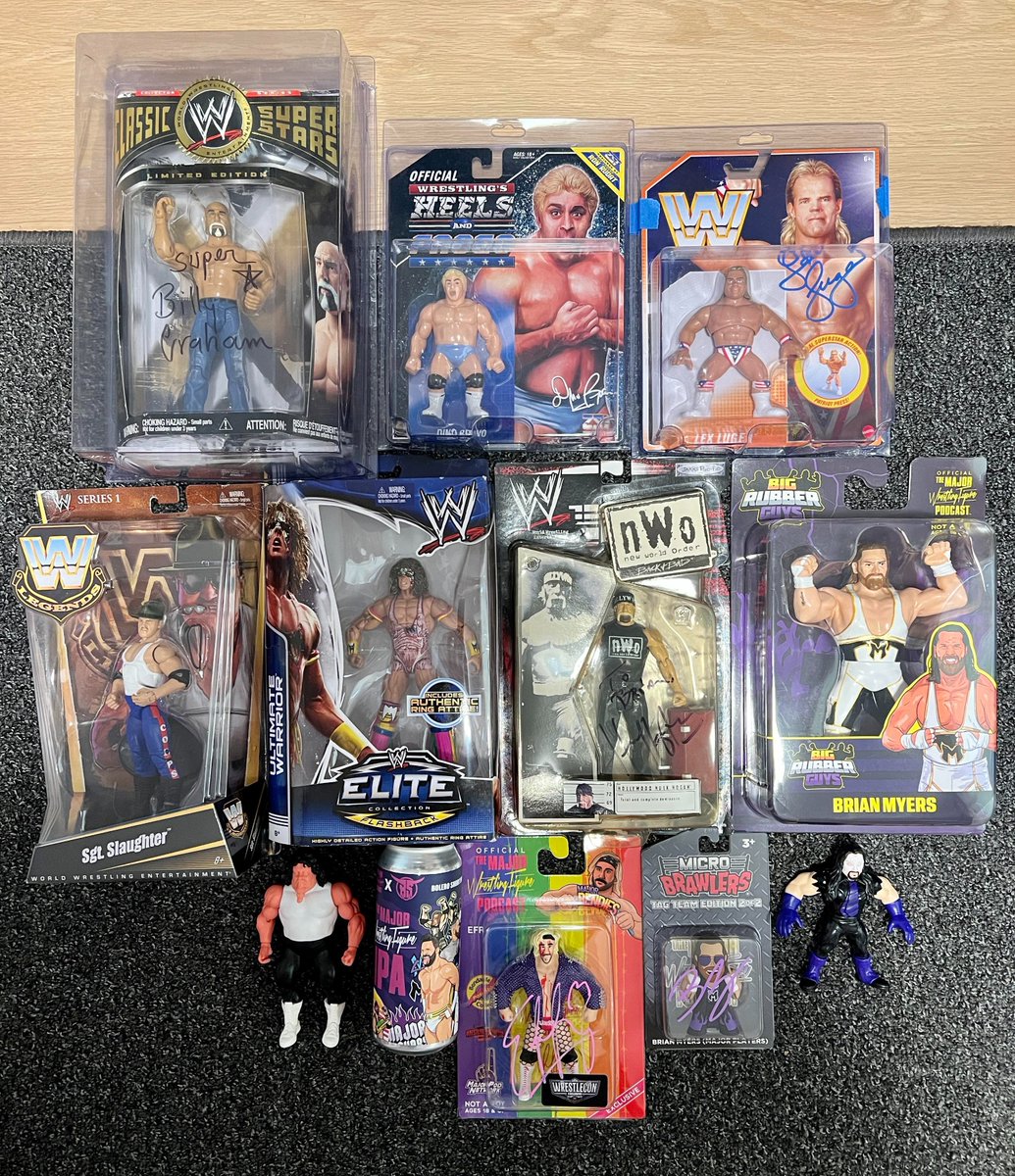 SIGNED Hulk Hogan and Billy Graham figures up for auction TODAY at 7:30 PM EDT, live on @Whatnot! whatnot.com/live/c8026cea-… SIGNED Mattel WWE Retro Lex Luger! SIGNED #MajorBendies! #BigRubberGuys! & SO MUCH MORE! Plus, 2 FREE GIVEAWAYS!