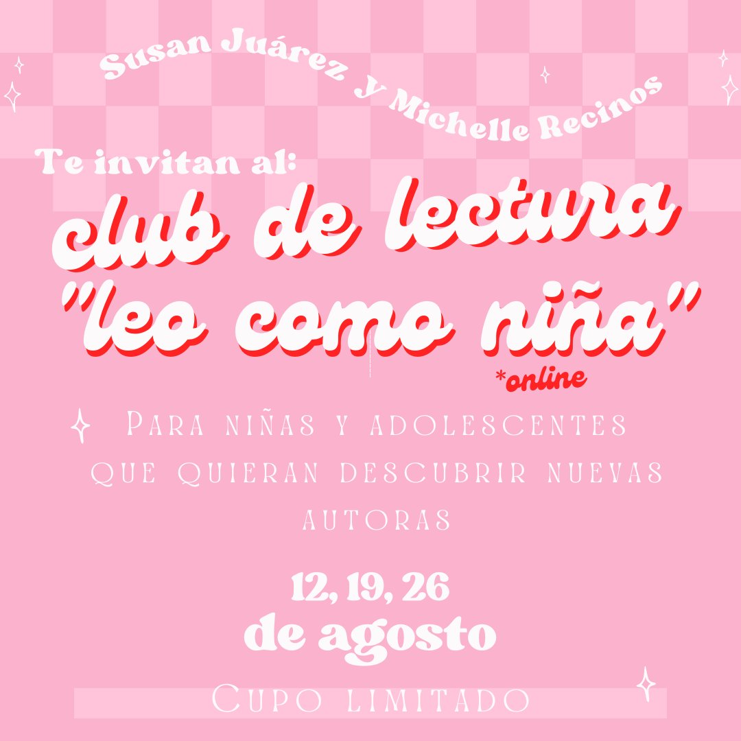 michellestef87's tweet photo. 💜🌸un espacio online seguro para que leamos y hablemos de autoras. Si te gusta leer y querés saber más, escribinos: club de lectura #LeoComoNiña junto a la poeta @Issj19Susan. 🌸💜

🌷 (RT porfi) https://t.co/3bf25vmo4R