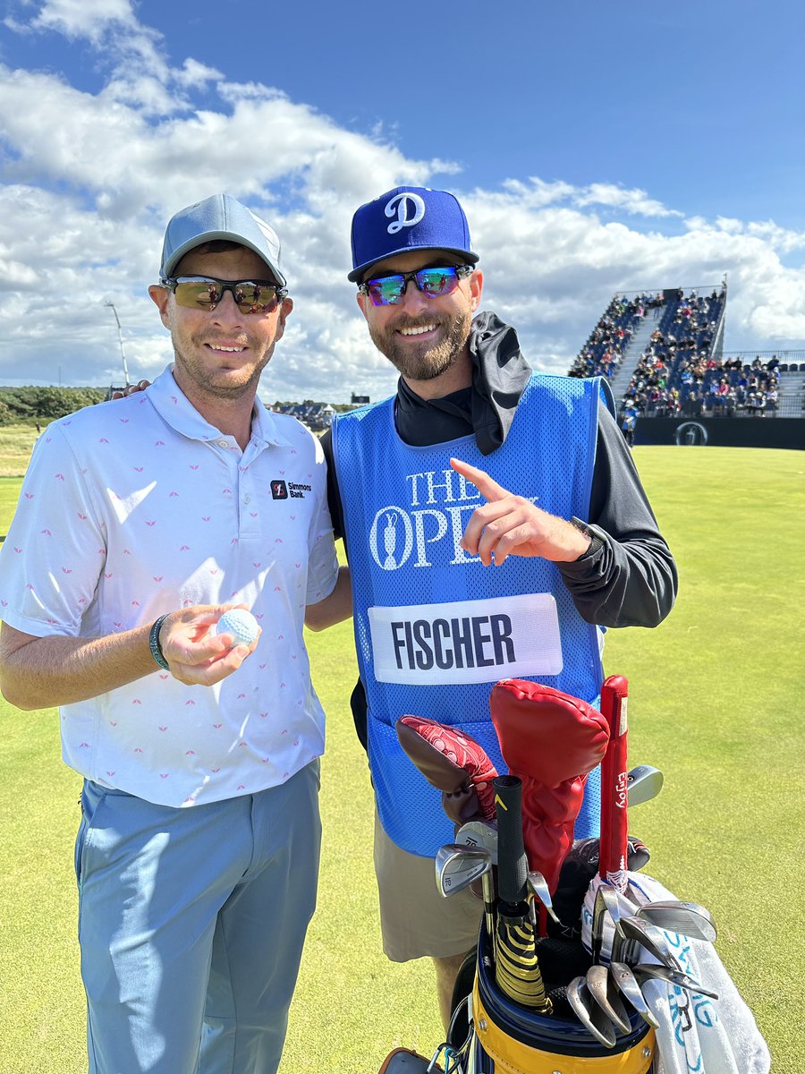 What an incredible Monday here @TheOpen. Made a hole in one on the 6th and it was one of the coolest golf moments of my life. @Gjones1997 finally gave me a good number I guess. 😂. #memories