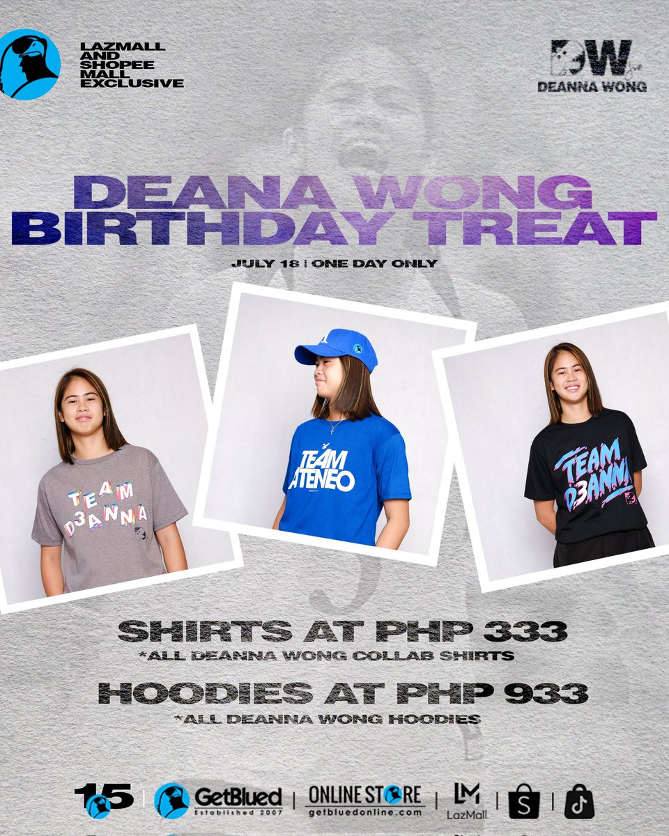 deannawonnnggg's tweet image. 📢BOSS D Birthday Treat, pabudol na! 🤭💜
📣Celebrate the GetBlued DEANNA WONG Day!

🛒Buy here 👉 goeco.mobi/JVrANmrJ
🛒Buy here 👉  

July 18, 2023
ONE DAY ONLY.

#BossD #DeannaWongDay #TheHeartOfVolleyball #GetBlued