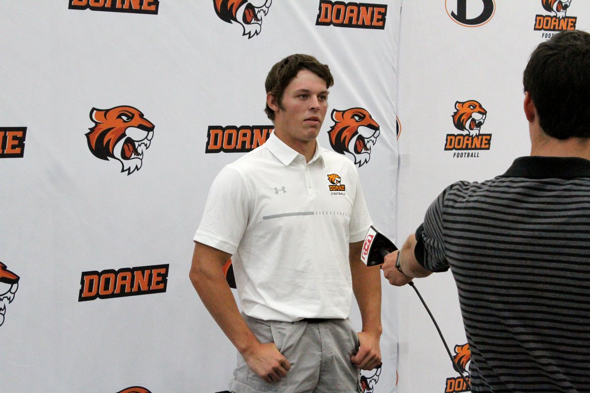 Talking 🏈 today in Crete. Thanks to the print, radio, &amp; tv media members who were able to be in attendance for this inaugural event featuring players and coaches from #DoaneFB, Concordia, Hastings, Midland, Neb Wesleyan, and Peru State. Camps start in next 2-3 weeks for everyone