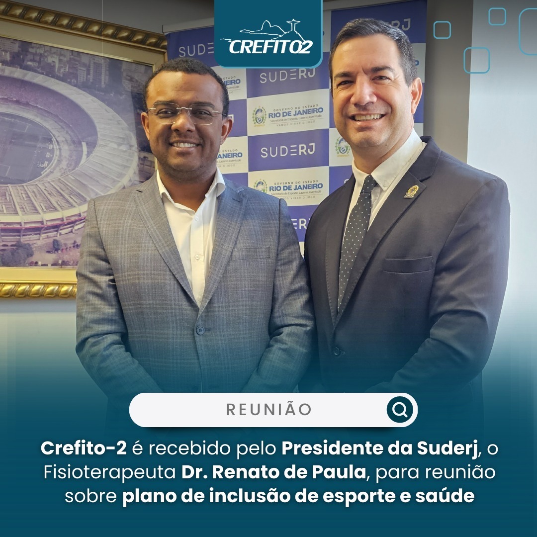 Crefito2's tweet photo. Visando a integração da acessibilidade, saúde e esporte para a população do Rio de Janeiro, o Presidente do Crefito-2, Dr. Wilen Heil e Silva, foi recebido na sede Suderj, pelo Presidente do órgão, o fisioterapeuta Dr. Renato de Paula. 

Saiba mais: https://t.co/YOj9gIPbmJ https://t.co/URsUkKsMg1