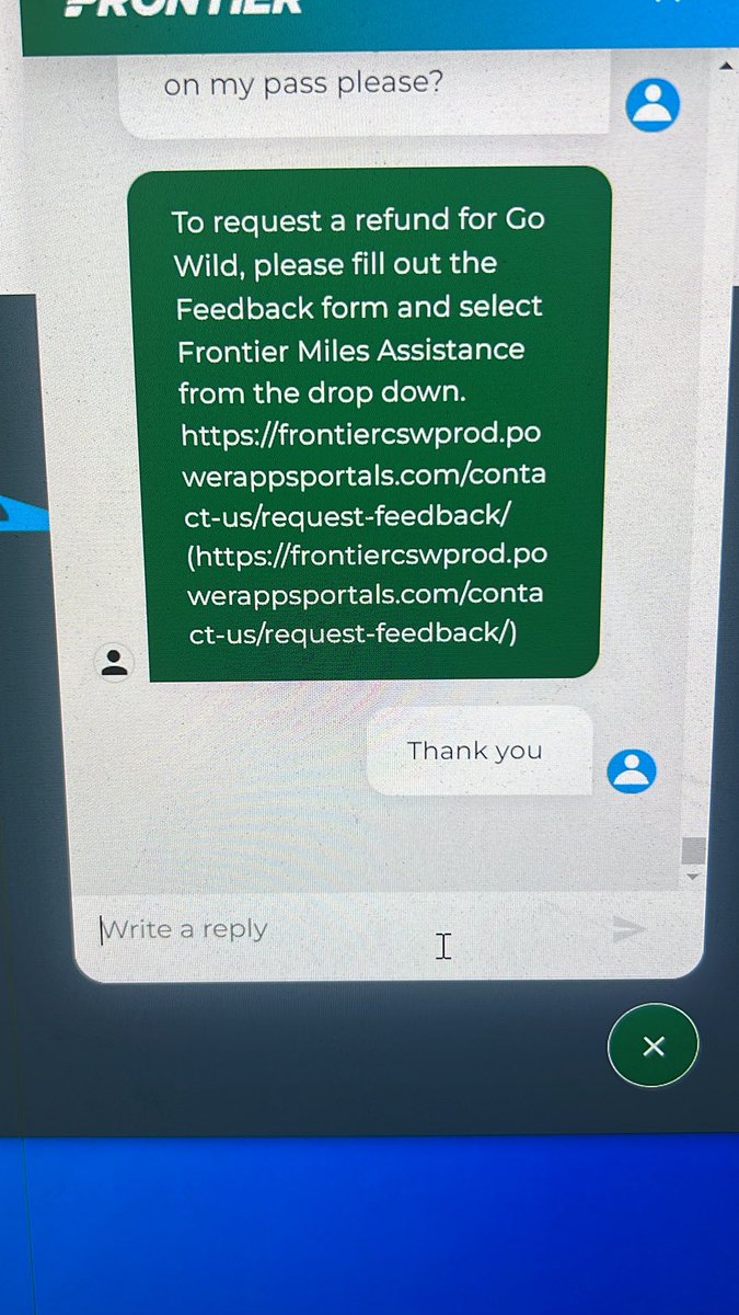 mmajocelyn's tweet photo. Oh look customer service just gave us the link to fill out to get a refund on our GoWild Pass!! @FrontierCare @FrontierCare_ DO NOT PAY FOR THE GO WILD PASS!! https://t.co/xDeN985nIy