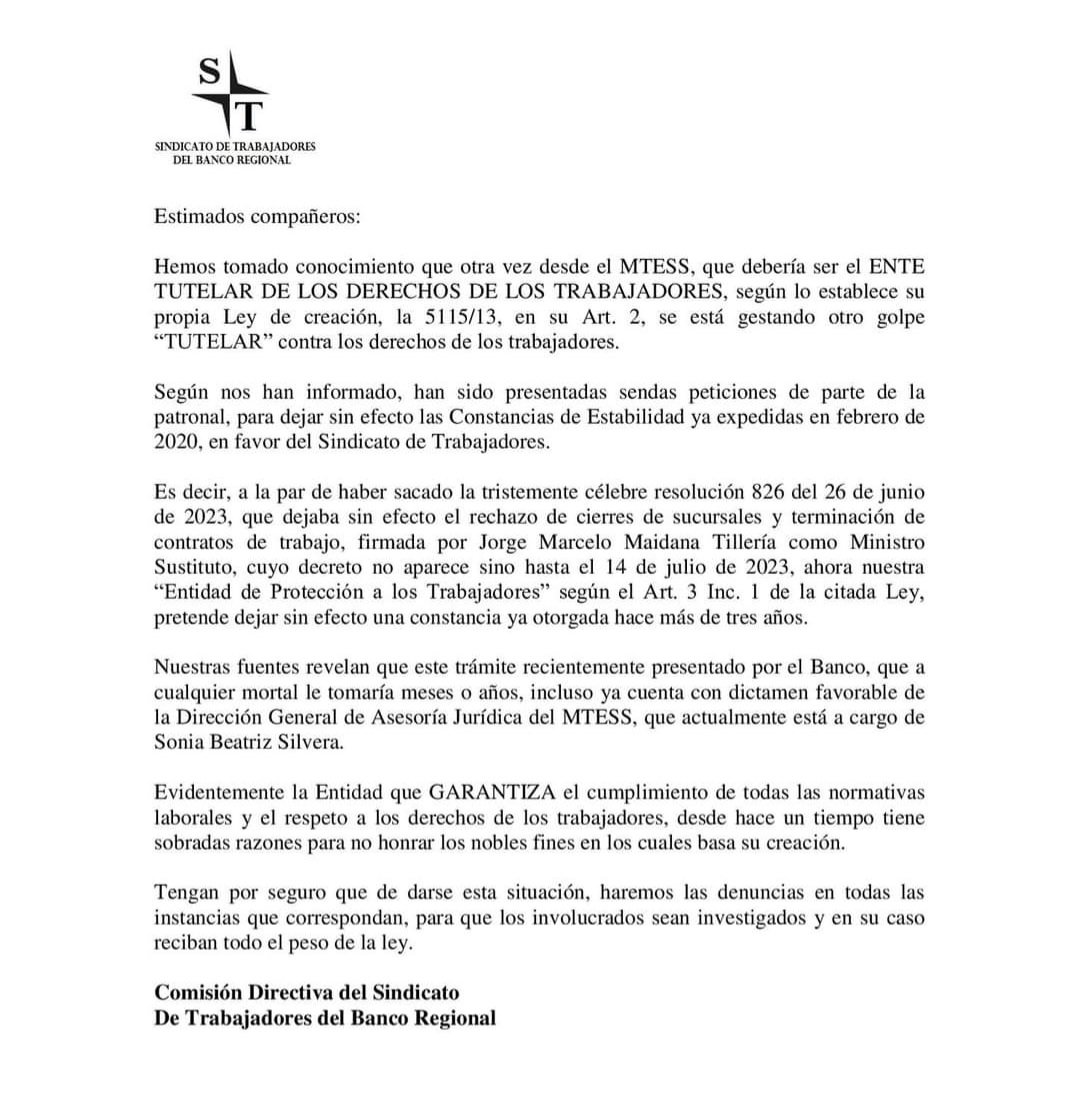 Sindicato de Trabajadores de Sudameris Bank tweet media