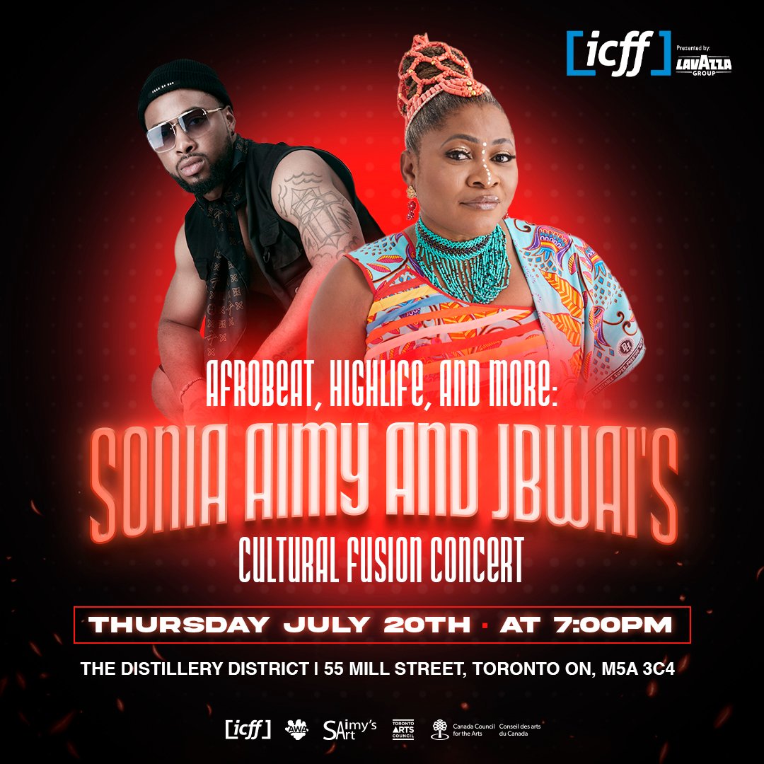 Join me on Thursday, July 20th with Jbwai at Distillery District for our Cultural Fusion Concert! GET YOUR TICKETS HERE: icff.ca/sonia-aimy-and… It will be an unforgettable evening of music, dance, and cultural fusion!