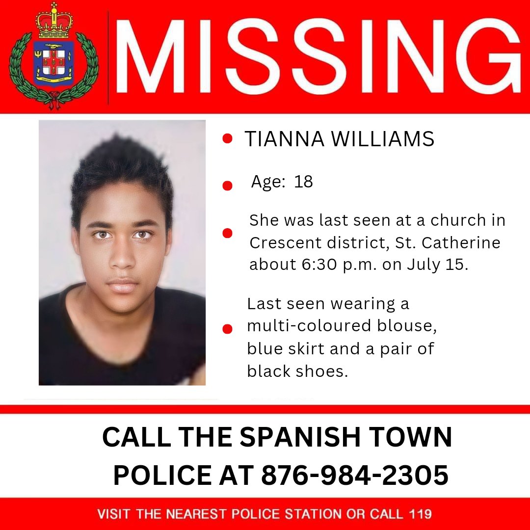 Roots Notice Board: 
Help us find Tianna
Photo <a href="/JamaicaConstab/">Jamaica Constabulary Force</a>