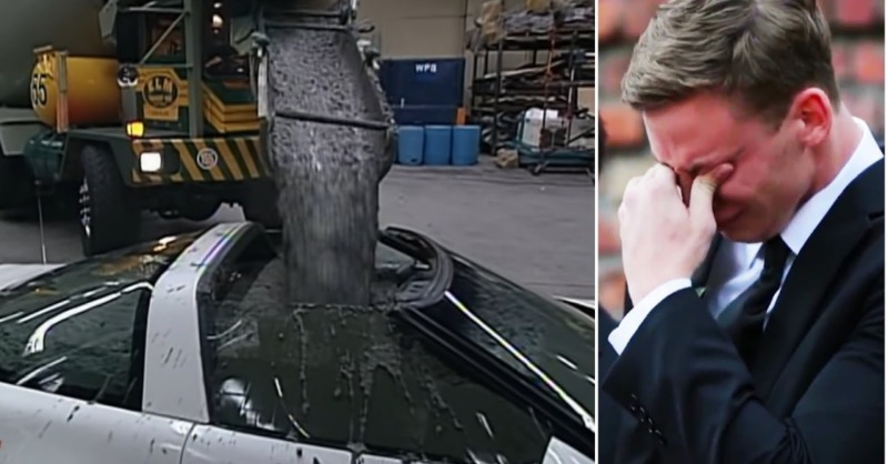 nansgamescomics's tweet photo. Spectacular Resignation: London Resident Seeks Revenge for Workplace Humiliation by Pouring Concrete on Boss's Car.