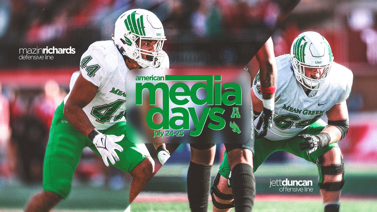 RichardsMazin's tweet photo. Honored to represent The Mean Green at The American Conference media day!

GMG💚🦅🖤 https://t.co/Zxn8Rp9qtE