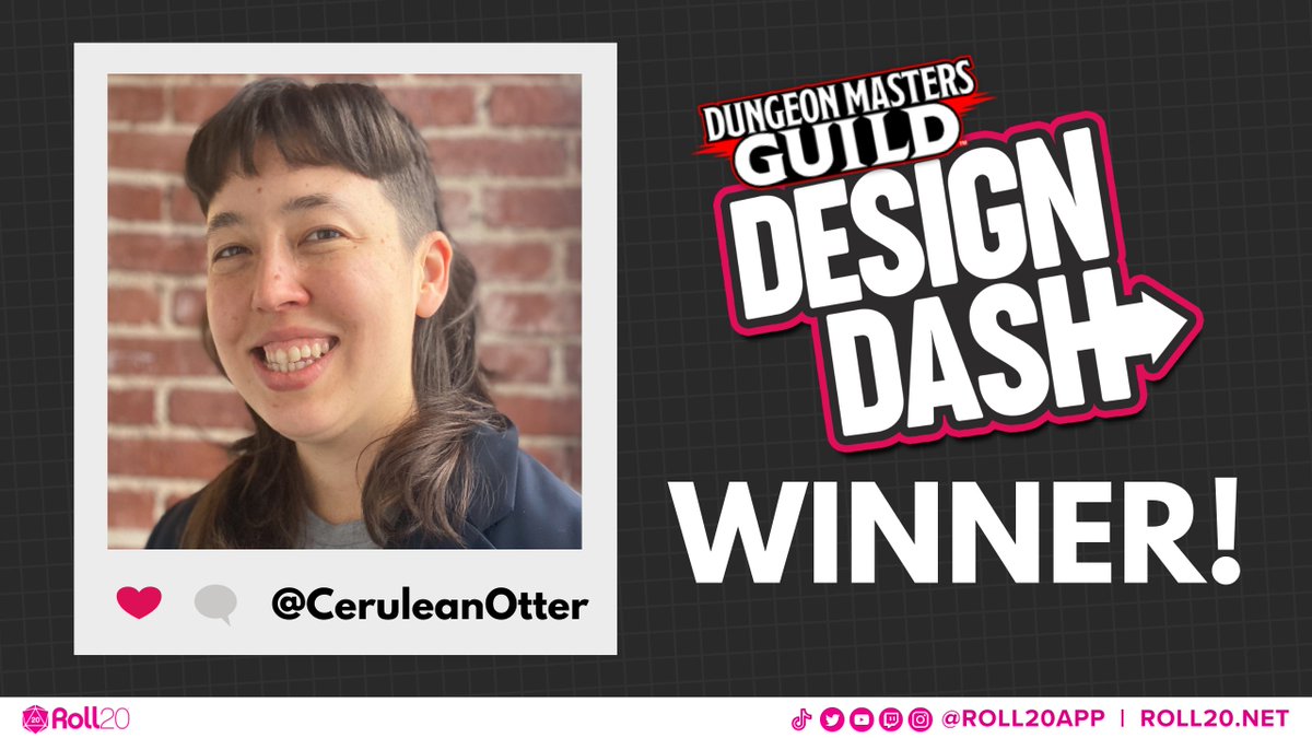 roll20app's tweet photo. 🚀The #DesignDash results are in after 3 out of this world encounters... Our @DMs_Guild Design Superstar is @ceruleanotter! 🌟
👏Please give it up for our 2 other amazing designers @veilsedgegames + @sebastianyue!
📺 Missed the fun? Watch the VOD here: https://t.co/qLXqGBzpol https://t.co/GXNNGGUjys