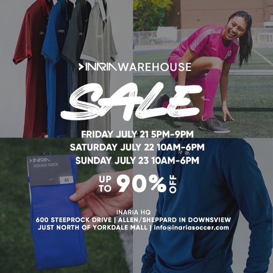 It was just a normal Monday until... INARIA ANNOUNCED THEIR SALE!!

Don't miss out! This is Inaria's largest sale yet, going on Friday, Saturday, and Sunday.

For more information on the sale, go to <a href="/inariasoccer/">INARIA</a>