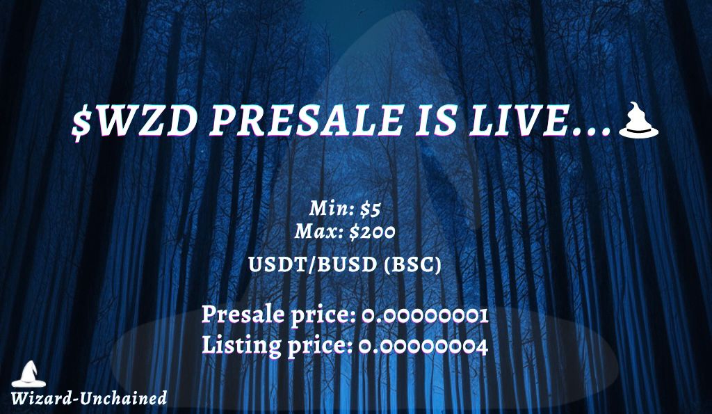 ElegantSnowWhit's tweet photo. $WZD Presale is live! Minimum contribution: $5, maximum: $200. Join @WizardUnchained for participation. Don't miss out, ends July 20th. Get tokens immediately. Join #Wizardunchained #WizardNFT #NFTCommunity #Crypto #Presale. #oriele https://t.co/XlZ3GkcBxH