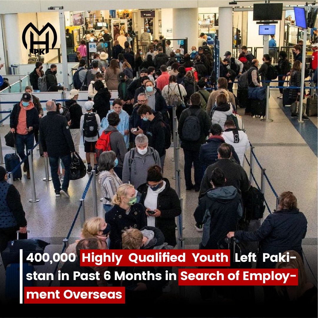 Official data reveals that in the first six months of this year, nearly 400,000 highly skilled individuals have departed Pakistan in search of better employment prospects abroad. 
#MigrationTrends
#OverseasEmployment
#mediahubpk