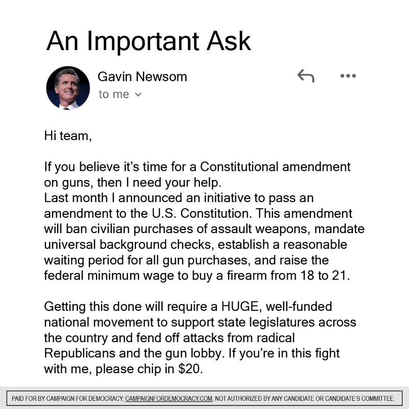 GavinNewsom's tweet photo. Please read:
