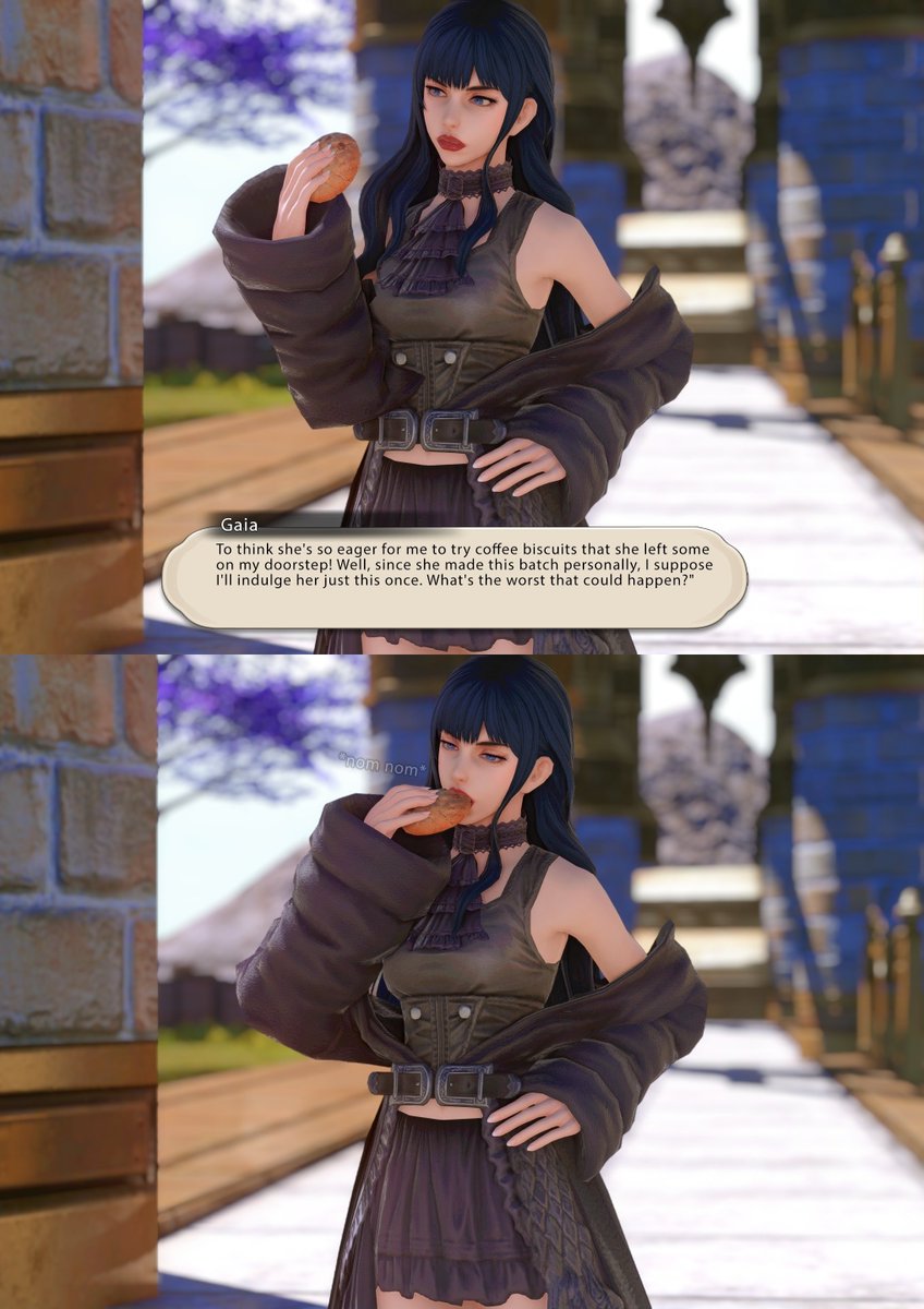 ZelErohcir's tweet photo. Even the seemingly innocent Ryne has a mischievous side!  
After all, there must have been a reason she insisted on having Gaia try her "special" batch of coffee biscuits!

(◑_◑) https://t.co/Yo0nDkzego