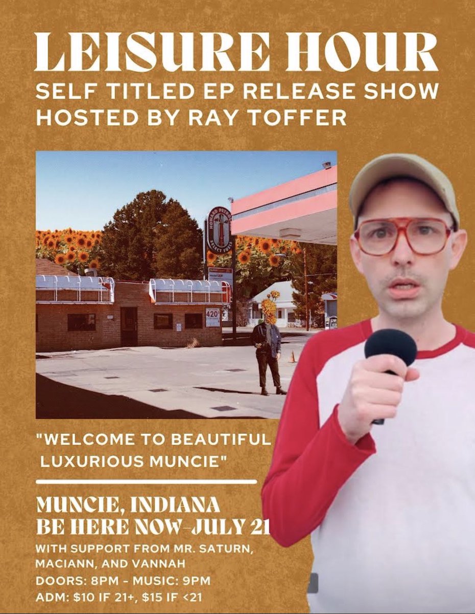 Leisure_Hour_'s tweet photo. Beautiful Luxurious Muncie, come out to our EP Release show with our special host Ray Toffer 👏👏 https://t.co/DivibnYQM6