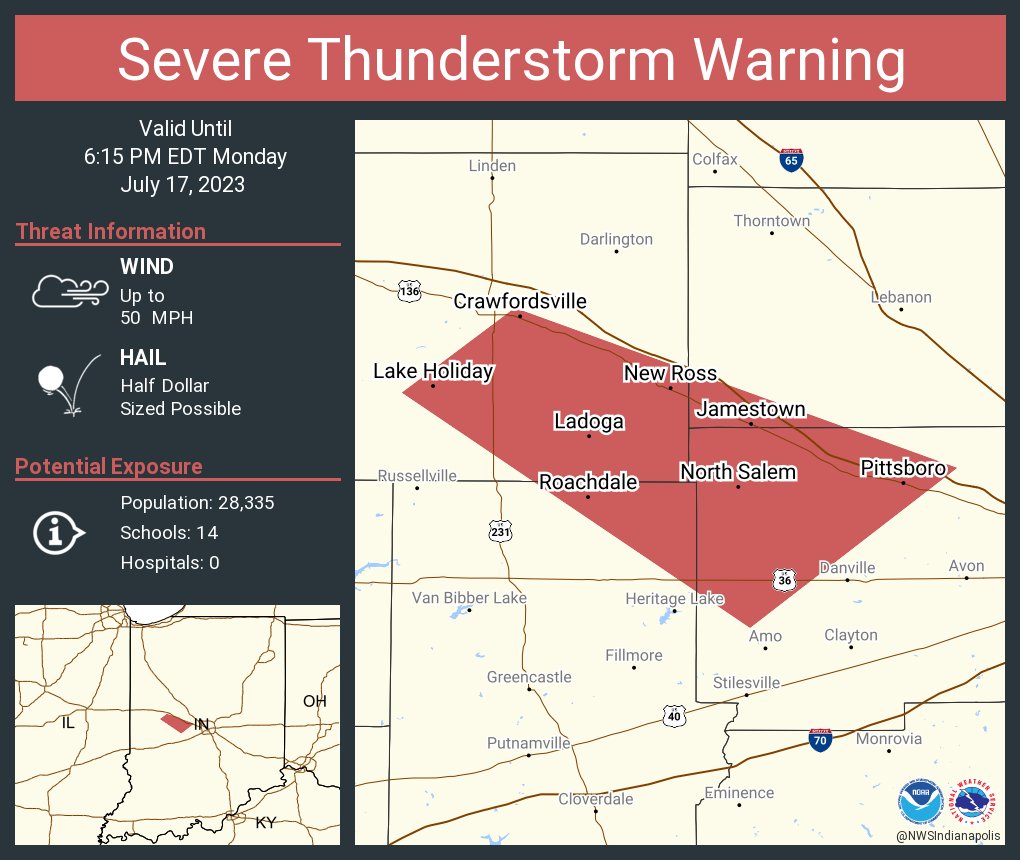NWS Indianapolis on Twitter "Severe Thunderstorm Warning including