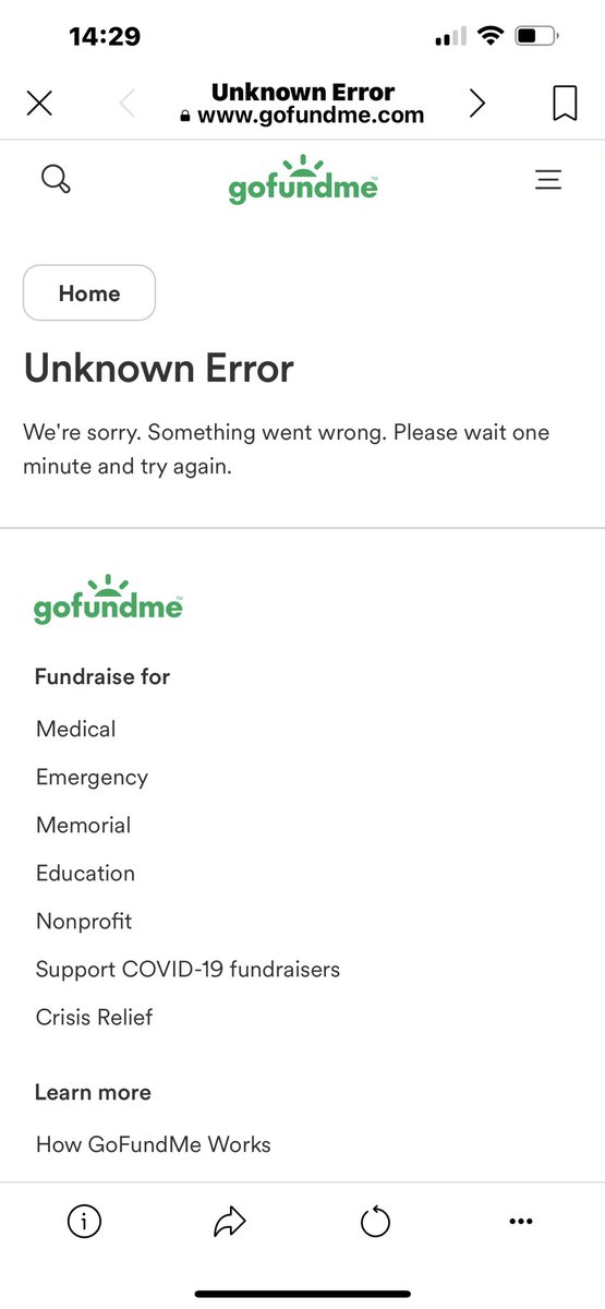 MimisdBest's tweet photo. @gofundme  is your site down? https://t.co/YHA1j7aLZu