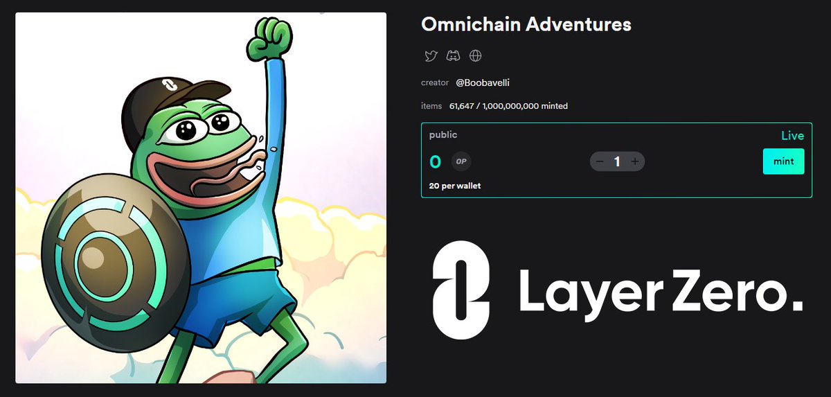 Free Mint "Omnichain Adventures" ONFT 🚀

Powered by <a href="/LayerZero_Labs/">LayerZero Labs</a>

<a href="/OmniX_NFT/">OmniX</a> mainnet is now live! To celebrate this, Omni X is launching a free limited edition ONFT.

Mint here: omni-x.io/drops/omnia

After minting, send the NFT to a different chain to create LayerZero txn.