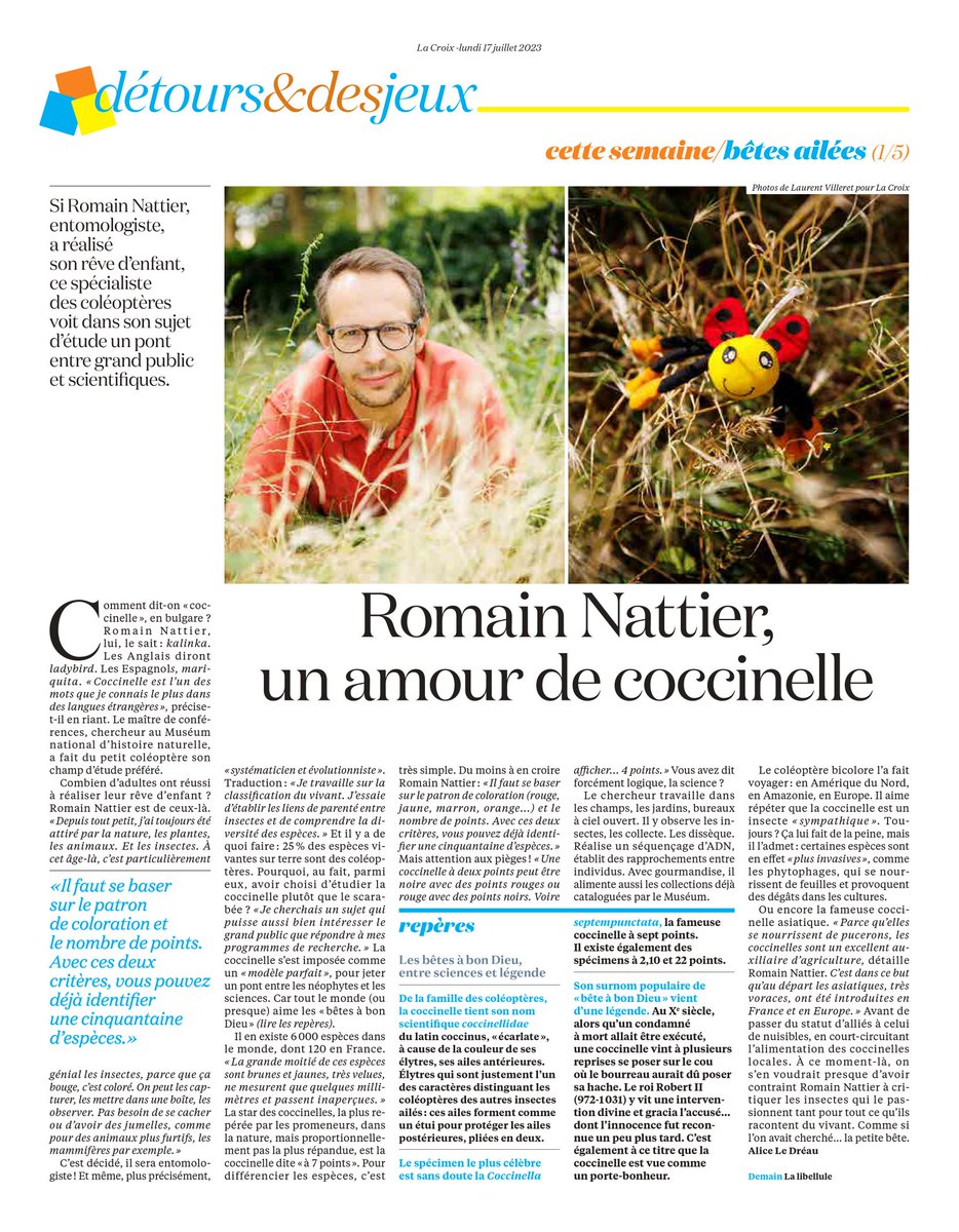 Les Coccinelles, un pont entre grand public et scientifiques ! <a href="/Le_Museum/">Muséum national d'Histoire naturelle</a> @ISYEB_UMR <a href="/LaCroix/">La Croix</a>