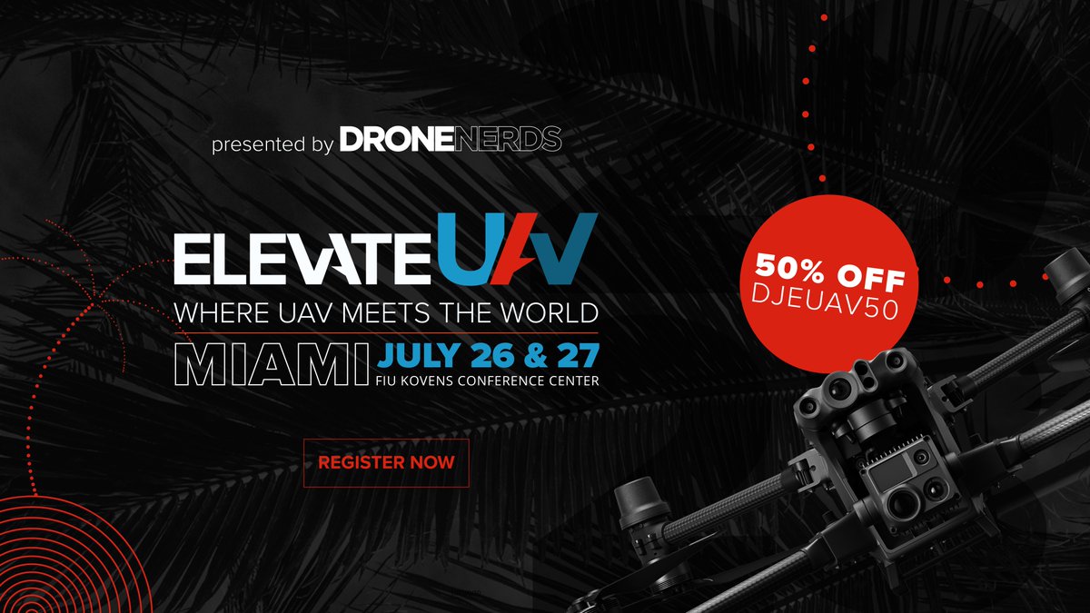 DroneDJ's tweet photo. ElevateUAV by Drone Nerds kicks off on July 26 - Get 50% off tickets with DroneDJ [Sponsored] https://t.co/lAhazRvgfk https://t.co/m53UOpiYbC