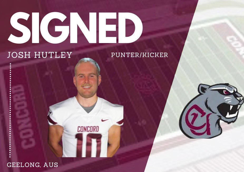 I am honoured & excited to announce that I have received a full scholarship to play football and study at Concord University @ConcordFootball I would like to thank @JohnnyPKA _ @ProkickAus @tom_hornsey for preparing me & @CoachMangel @coachBFerg27 for this amazing opportunity.